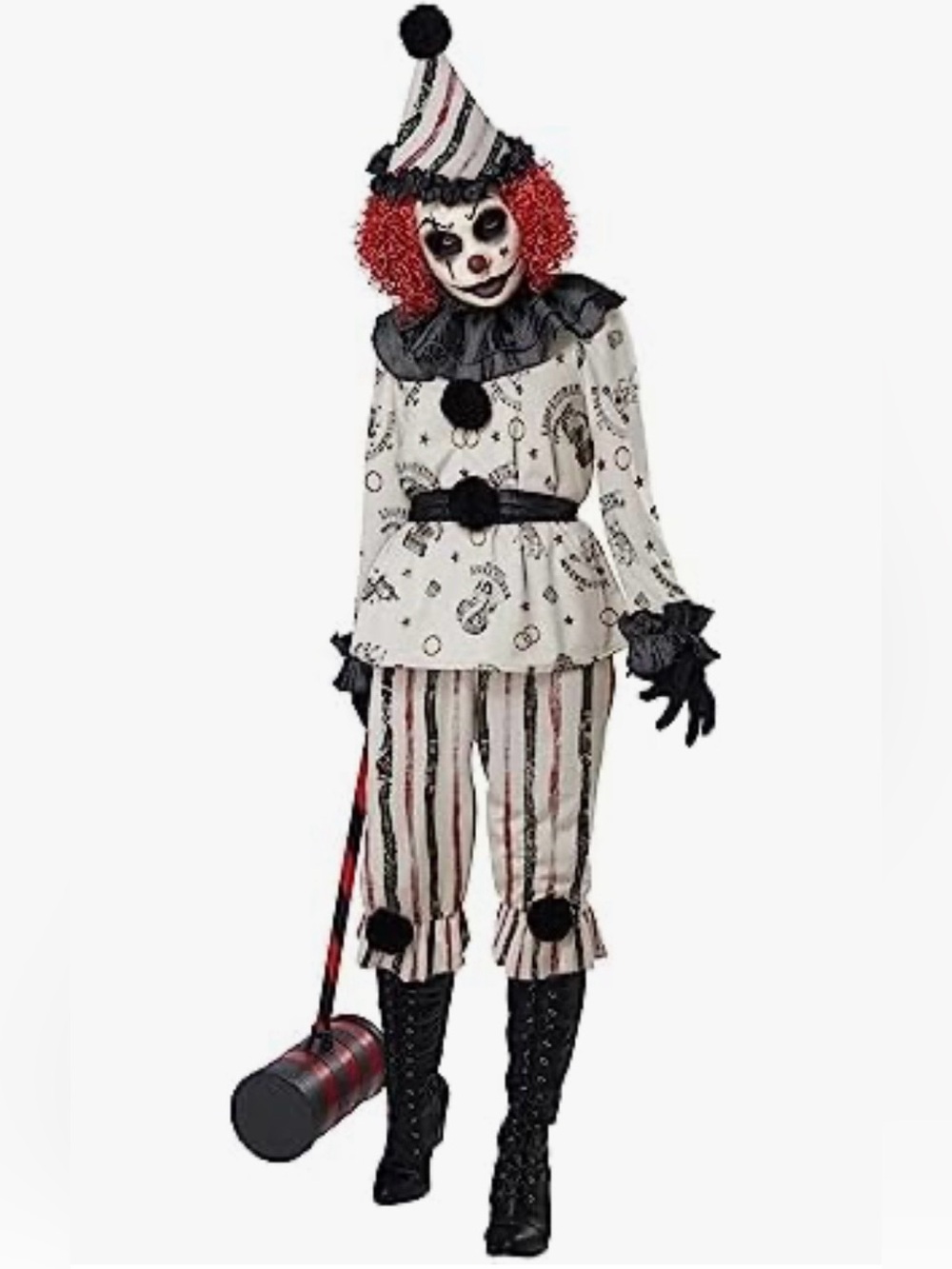 Vintage Creeper Clown Scary IT Adult Halloween Costume. Extra Accessories Includ